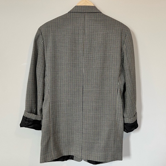 Vintage Oversized Blazer Boyfriend Fit Plaid Suit Jacket Green Navy Checked XL - Picture 3 of 14